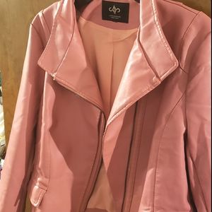 Pink faux Leather motorcycle jacket